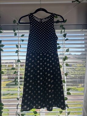 Black and White Polka Dot Sleeveless Fit-and-Flare Dress